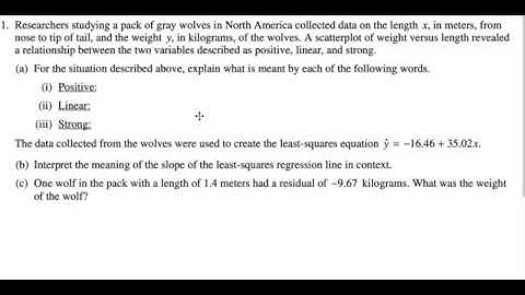 AP STATS 2017 FRQ #1 Walkthrough Linear Regression Scatterplots