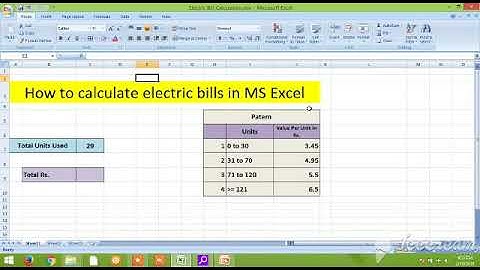 Calculation of electricity bill in Excel