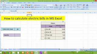 Calculation of electricity bill in Excel
