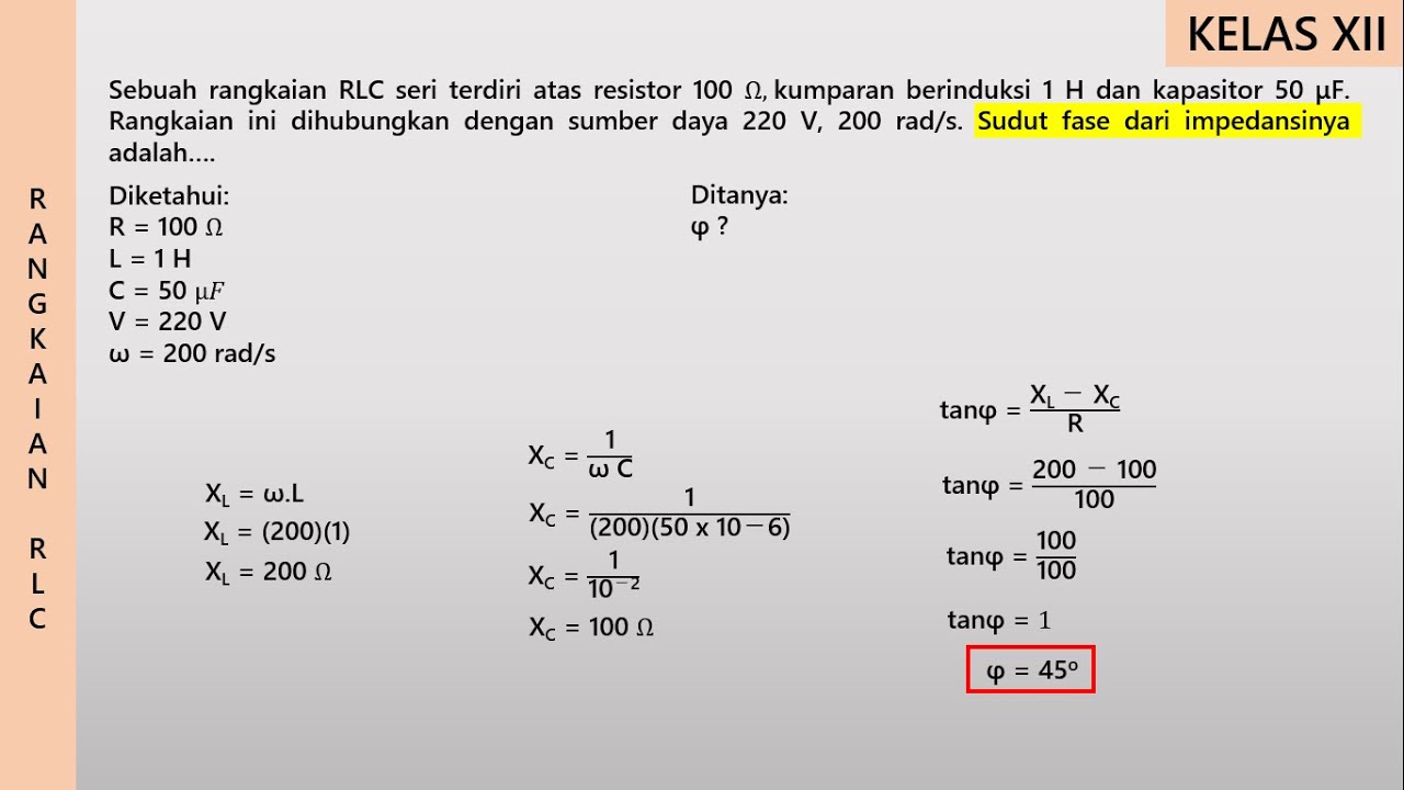 Latihan Soal Menghitung Sudut Fase Rangkaian Rlc Arus Bolak Balik