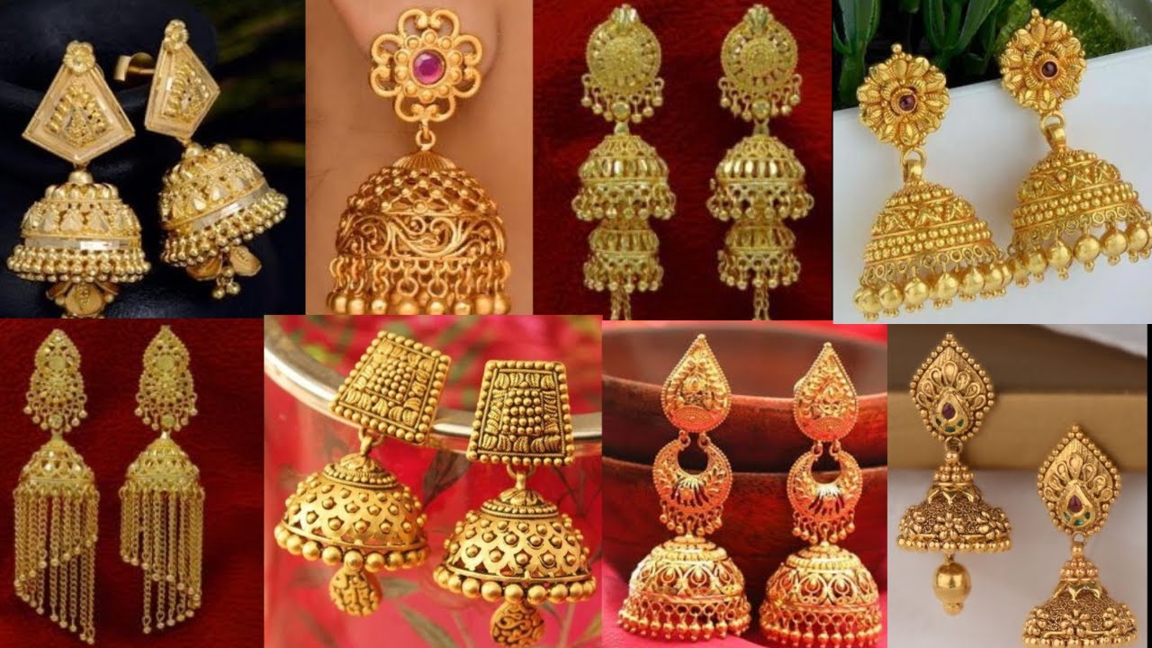 Latest Gold Jhumka Designs With Weight gold Earrings Jhumka Designs ...