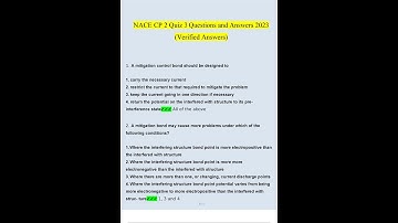 NACE CP2 Quiz 3 Questions and Answers 2023 Verified Answers