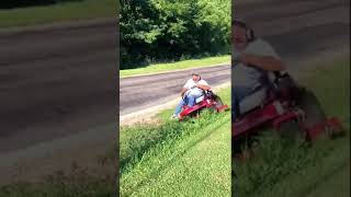 Guy flips mower on ridiculous hill ‍♂ #shorts