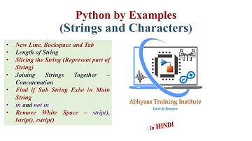 11. String in Python | Remove Space | strip | Find Sub String | Slicing of String | in and not in