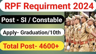 RPF Constable Requirement 2024 | RPF Vaccancy 2024 | 10th/Graduation Pass | Full Details | RPF New
