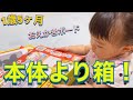 1歳5ヶ月 おえかきボードより箱のほうに夢中な雫ちゃん