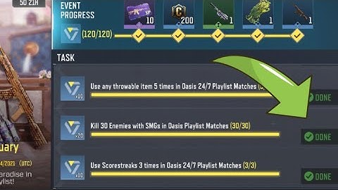 Call Of Duty Mobile Kill 30 Enemies with SMGs in Oasis Playlist Matches Task Complete