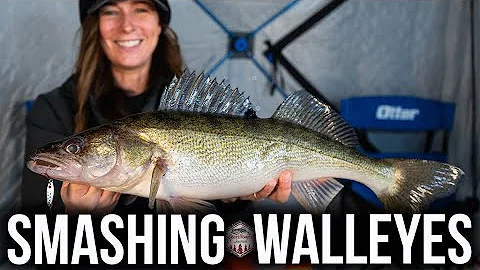 POUNDING Walleyes on the Ice with NEW Tungsten Spoons!