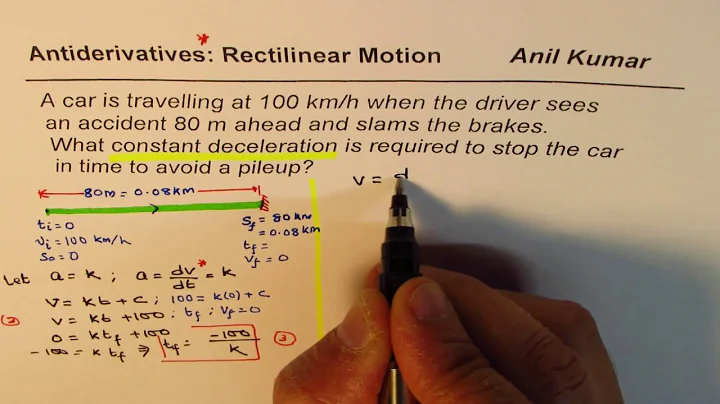 Stopping distance is 80 m for Car at 100 km per h Find deceleration Antiderivatives application - DayDayNews
