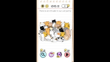 Brain test Level 22 There is an intruder in our cat party Walkthrough
