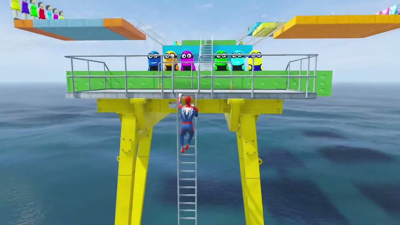 GTA 5 Epic Ragdolls RED SPIDERMAN VS RED MINION VS GREEN MINIONEuphoria Physics & Funny Fails #live