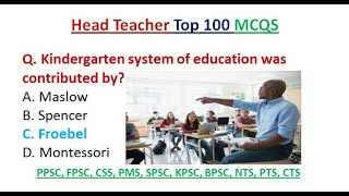 Head Teacher Top 100 MCQs | Headmaster/Headmistress Most Repeated MCQs