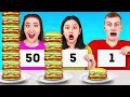 ¡RETO DE LAS 100 CAPAS! || Desafío extremo de 100 capas de hamburguesas por 123 GO Like!