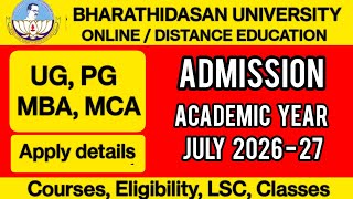 Bharathidasan University Online  / Distance Education Admission Academic Year July 2026-27 screenshot 5