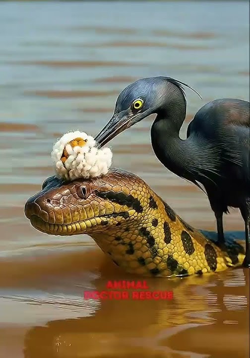 ⚠️A bird saves an anaconda with a tumor.