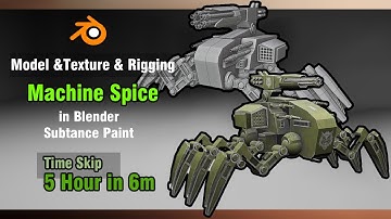 Spider Mecha Model Texture Rig Time Skip 5 Hours in 6 minutes Blender - 3DModelingMystics