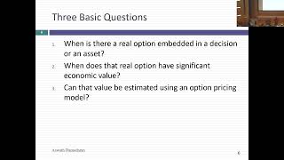 Session 24 (Val Undergrad): Introduction to Real Options