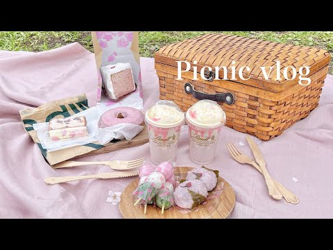 【vlog】お花見ピクニックで桜スイーツ食べ尽くし🍡｜春を楽しむ🌸