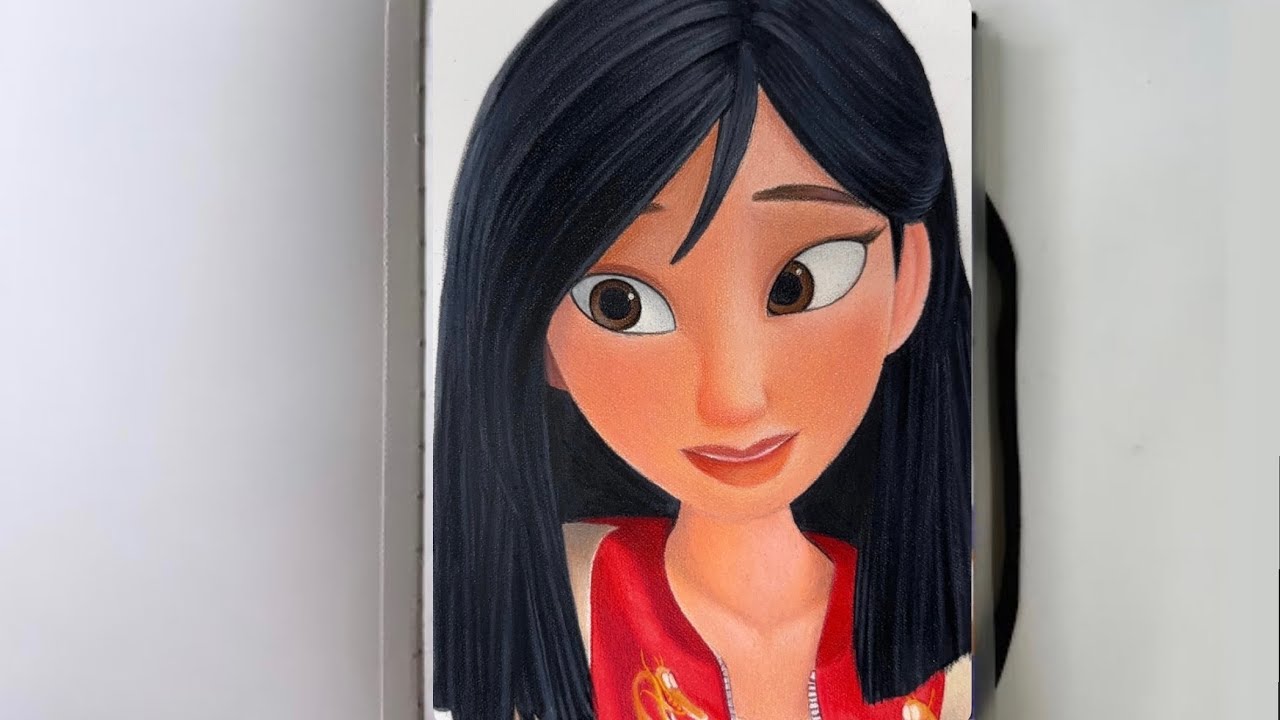 ASMR Drawing Mulan from Disney #asmr #disneyart #sketchbook #disneyprincess 
