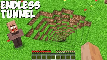 This Villager was SHOCKed when he saw this ENDLESS TUNNEL in the Village !!! Minecraft Trap Pit