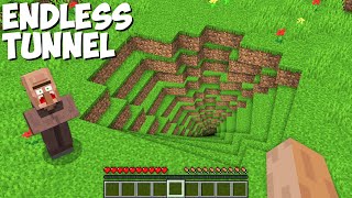 This Villager was SHOCKed when he saw this ENDLESS TUNNEL in the Village !!! Minecraft Trap Pit