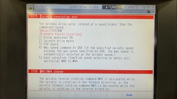 Okuma OSP-E100L: Alarm 1715 Spindle revolution over. G50 Max.speed modal G code