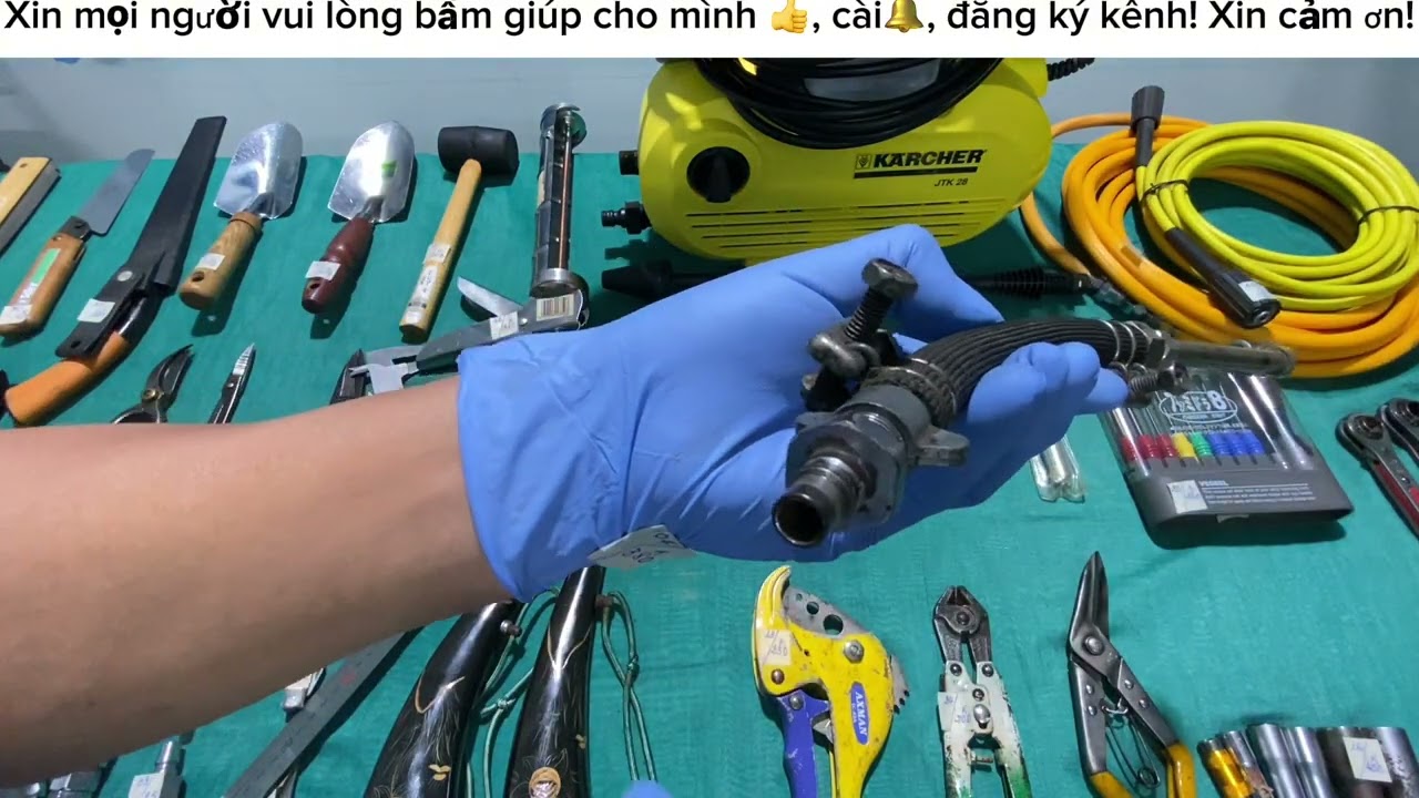 Quốc Hùng, clip 01 gồm: đồ đồng, cưa, búa, kìm, kéo, cờ lê,thước, đồ hơi, đồ điện,..