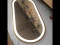 F231 Овальное настенное зеркало - капсула в золотой раме с подсветкой