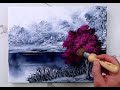 Rose Tree | Black and White | Landscape Painting | Easy for Beginners