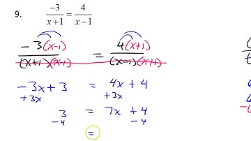 Day 7 HW (7 to 12)   Solving Rational Equations using Like Denominators