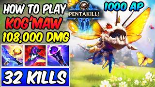 *32 KILLS* AP KOG'MAW IS BROKEN - PENTAKILL | Best Build & Runes S16 | HOW TO PLAY KOG'MAW GUIDE S+