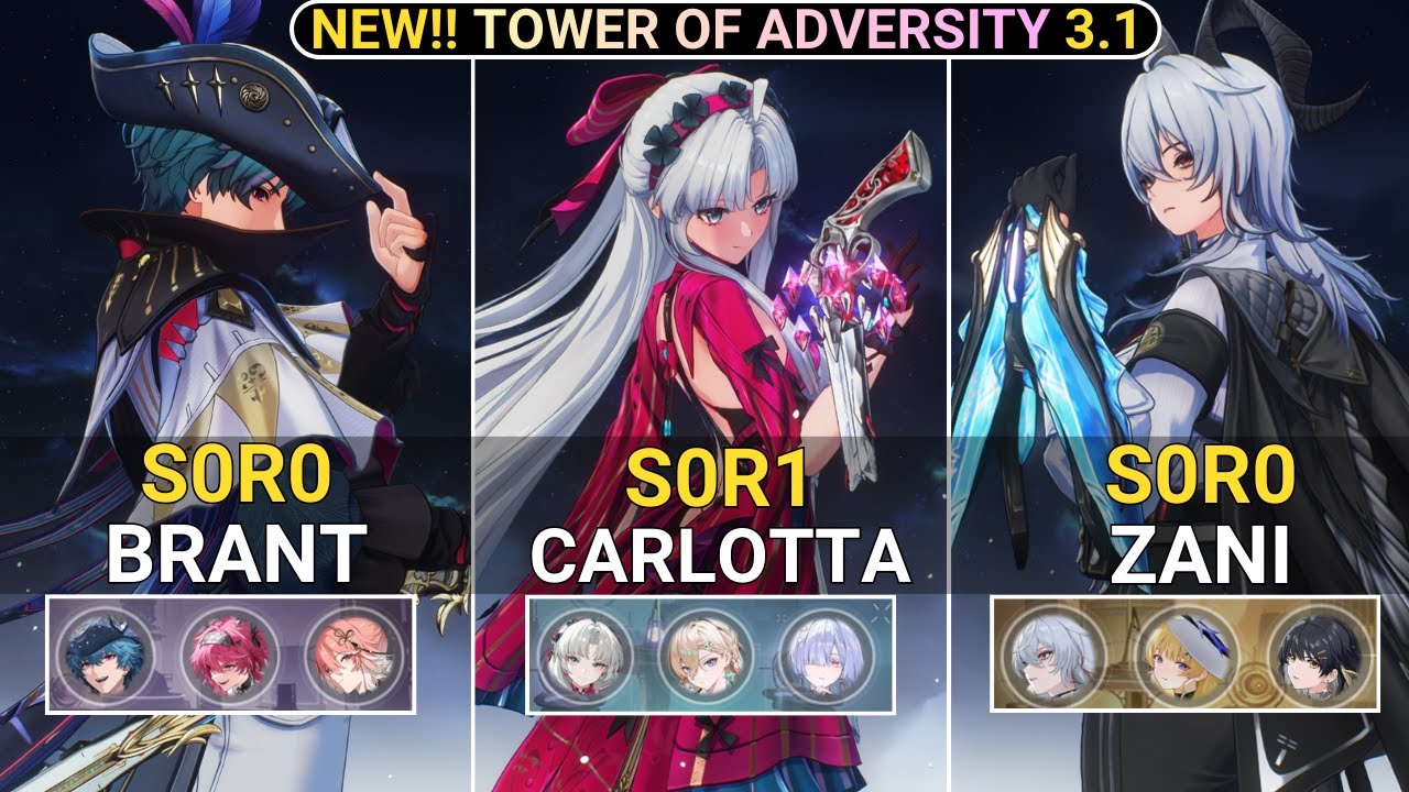 NEW TOA RESET! S0R0 Brant & S0R1 Carlotta & S0R0 Zani Showcase | NEW! TOA Wuthering Waves 3.1