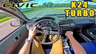 Honda Civic EK K24 TURBO *LOUD* POV Drive