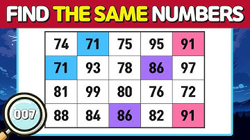🔎Number Search #007 | Find Duplicate Numbers | find the same letters | brain training
