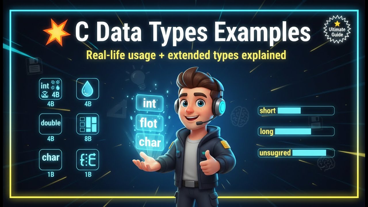 Extended Data Types in C (short, long, unsigned) - YouTube