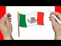 🏳 🏳 🏳 Como dibujar LA BANDERA DE MÉXICO paso a paso y MUY FACIL - Dibujos para Colorear