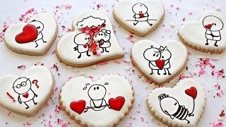 Cute \& Easy Cartoon Valentine's Day Cookies