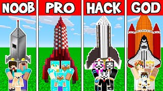 Minecraft: FAMILY SPACESHIP BUILD CHALLENGE - NOOB vs PRO vs HACKER vs GOD in Minecraft