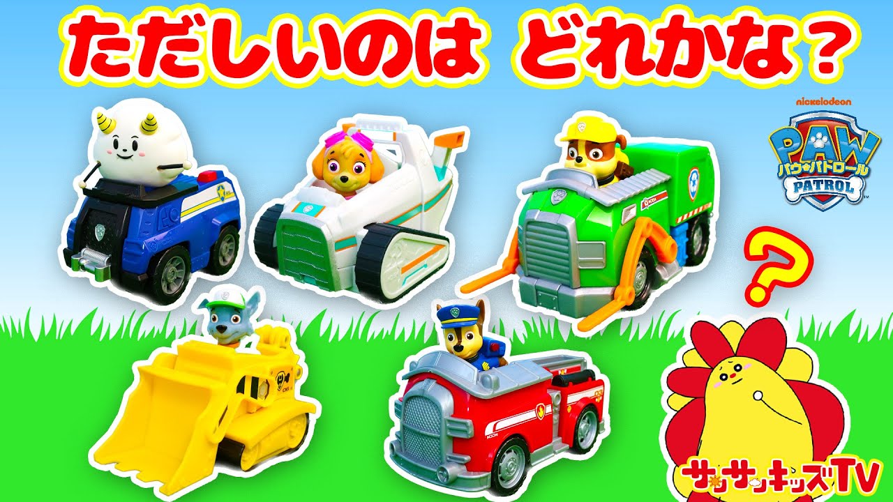 【パウ・パトロール】クイズ！ただしいのりものを見つけてあげよう！せいかいしてパウっとかいけつできるかな？♪子供向け知育教育★サンサンキッズTV★