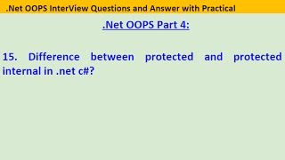 Part 4 .Net c# OOPS interview question: Difference between protected and protected internal?