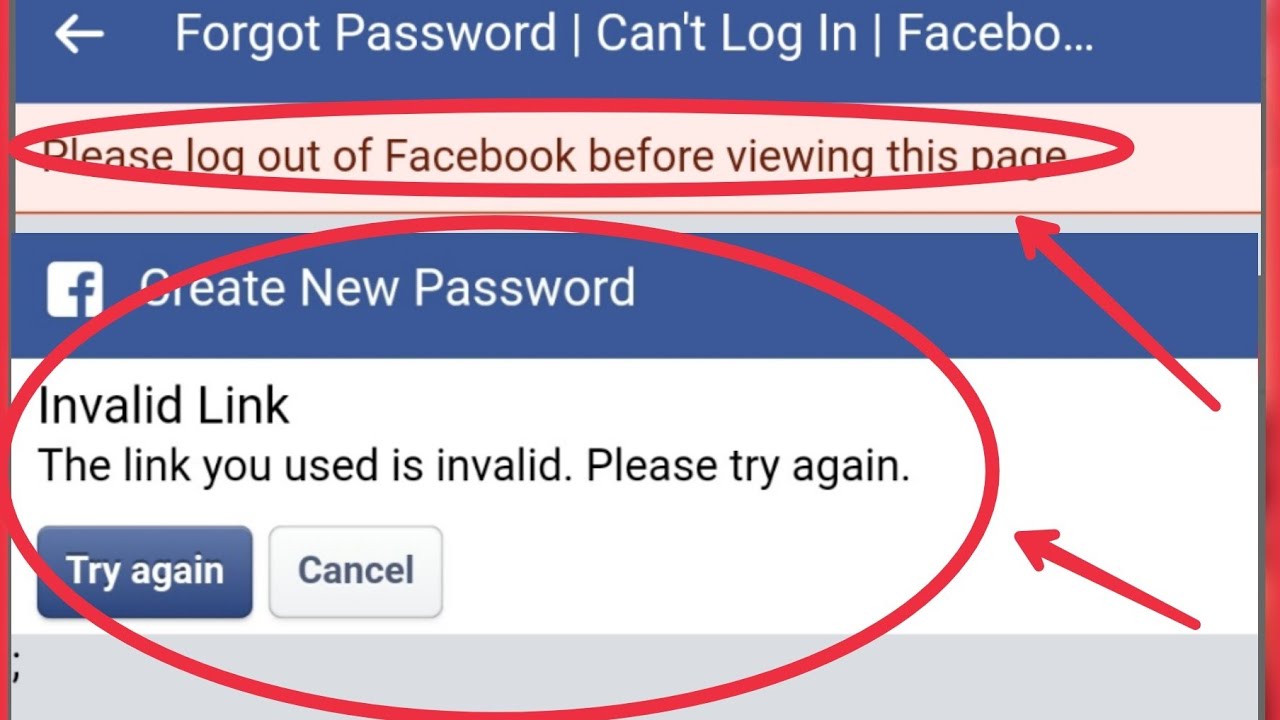 Error when attempting to re-link Facebook account.