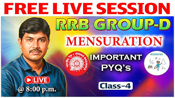 📌 LIVE Class: Mensuration PYQ’s | Maths Live Class-4 for RRB Group-D| Ramu Sir | Genius Study Circle