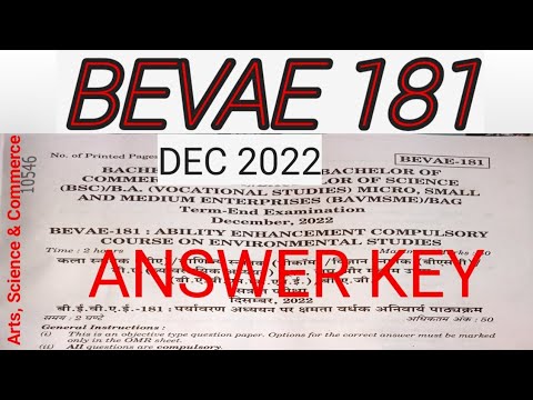 BEVAE 181 DEC 2022 ANSWER KEY #IGNOU - YouTube