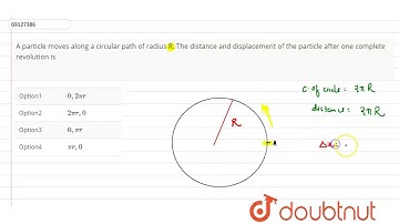 A particle moves along a circular path of radius R. The distance