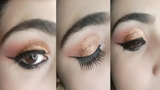 Classical Brown Eye makeup tutorial | Glitter eye makeup tutorial | B4BEAUTITION |