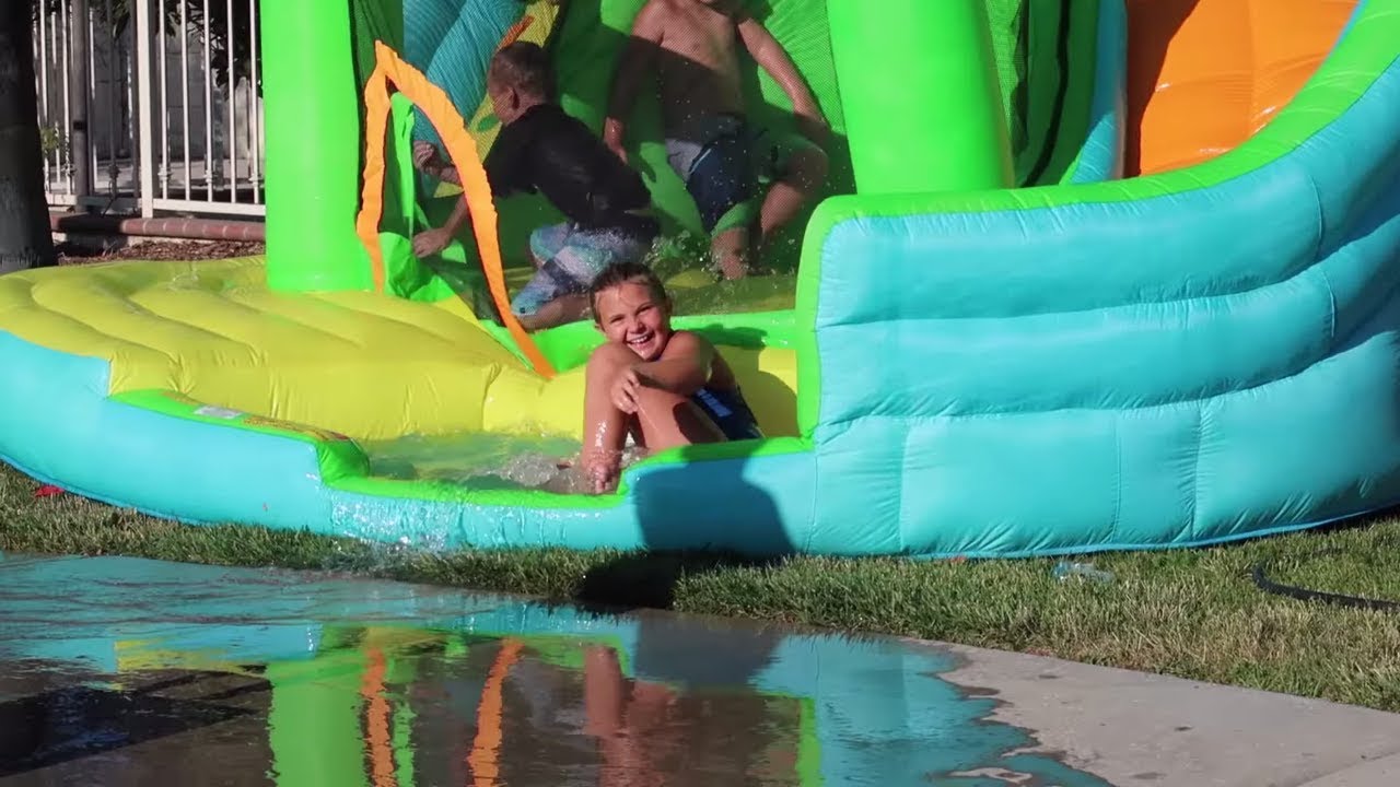Backyard Waterpark Pool Party With Family Fun Pack!! | Slyfox Family