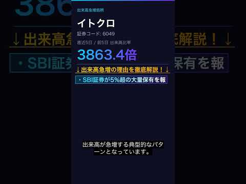 【2026-06-05】イトクロ（6049）出来高急増の理由 #Shorts