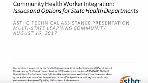 Community Health Worker Integration: Issues and Options for State Health Departments