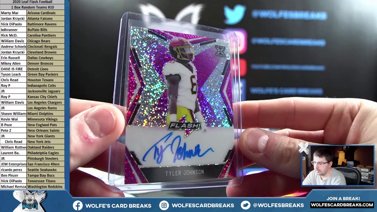 2020 Leaf Flash Football 1 Box Random Teams Break #10