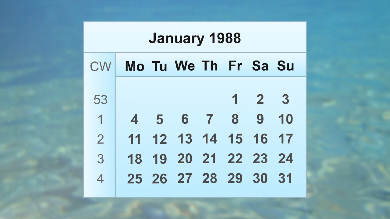 January 1988 Calendar
